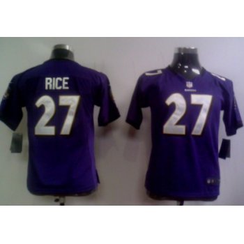 Nike Baltimore Ravens #27 Ray Rice Purple Game Kids Jersey