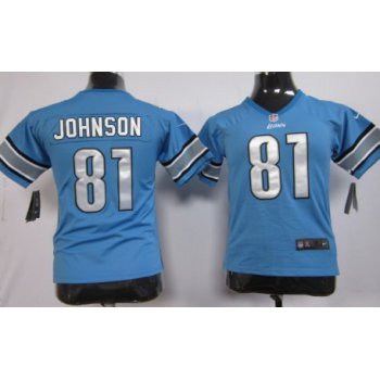 Nike Detroit Lions #81 Calvin Johnson Light Blue Game Kids Jersey