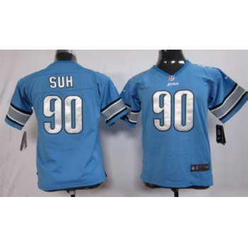 Nike Detroit Lions #90 Ndamukong Suh Light Blue Game Kids Jersey