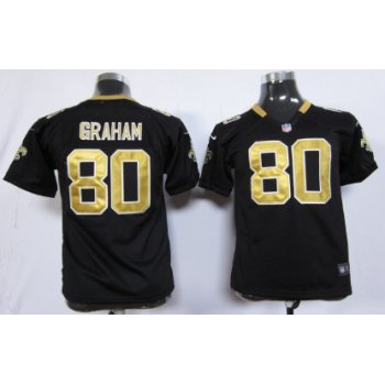 Nike New Orleans Saints #80 Jimmy Graham Black Game Kids Jersey