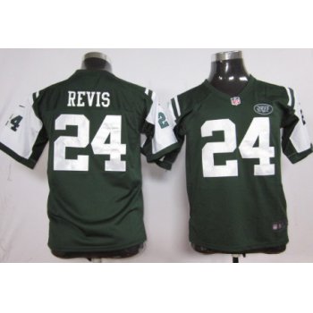 Nike New York Jets #24 Darrelle Revis Green Game Kids Jersey