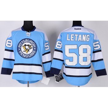 Pittsburgh Penguins #58 Kris Letang Light Blue Kids Jersey