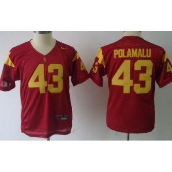 USC Trojans #43 Troy Polamalu Red Kids Jersey