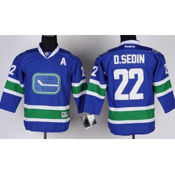 Vancouver Canucks #22 Daniel Sedin Blue Third Kids Jersey