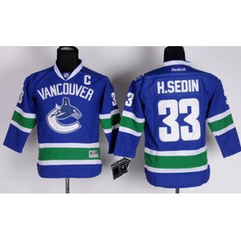 Vancouver Canucks #33 Henrik Sedin Blue Kids Jersey