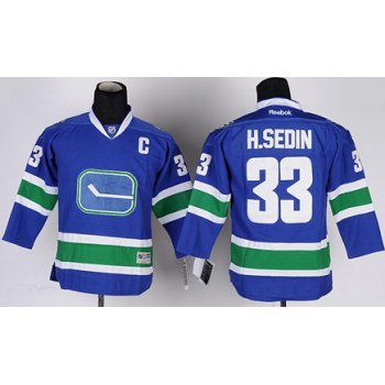 Vancouver Canucks #33 Henrik Sedin Blue Third Kids Jersey