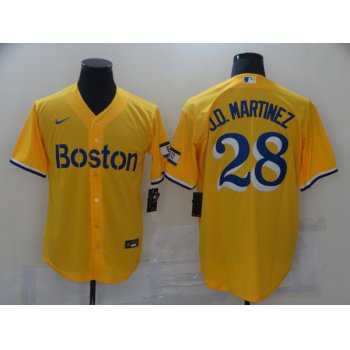 Men Boston Red Sox 28 J.D.Martinez Yellow City Edition Game 2021 Nike MLB Jerseys