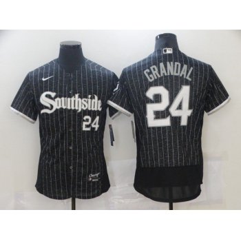 Men Chicago White Sox 24 Grandal City Edition Black Elite Nike 2021 MLB Jersey