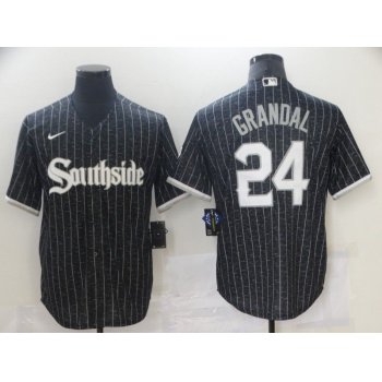 Men Chicago White Sox 24 Grandal City Edition Black Game Nike 2021 MLB Jerseys