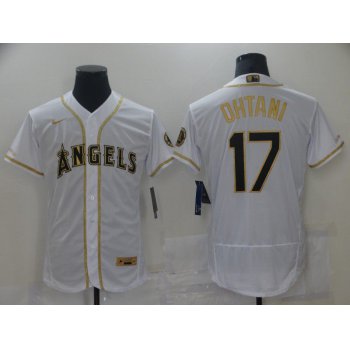 Men Los Angeles Angels 17 Ohtani White Elite 2021 Nike MLB Jersey