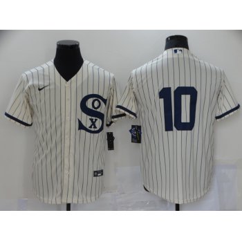 Men's Chicago White Sox #10 Yoan Moncada 2021 Cream Field of Dreams Cool Base Stitched Nike Jersey