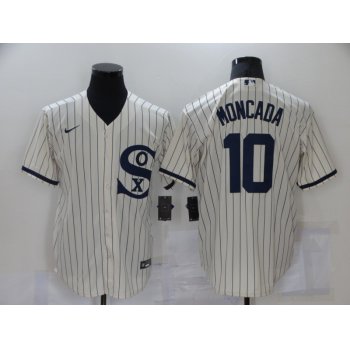 Men's Chicago White Sox #10 Yoan Moncada 2021 Cream Field of Dreams Name Cool Base Stitched Nike Jersey