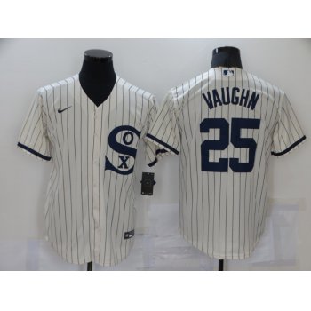 Men's Chicago White Sox #25 Andrew Vaughn 2021 Cream Navy Field of Dreams Name Flex Base Stitched Jersey