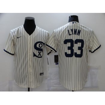 Men's Chicago White Sox #33 Lance Lynn 2021 Cream Field of Dreams Name Cool Base Stitched Nike Jersey