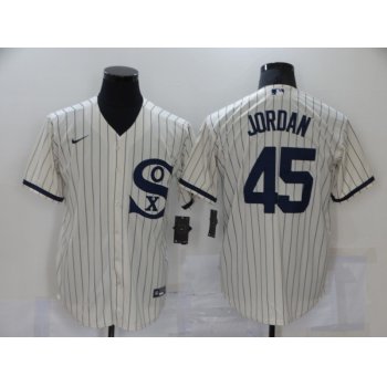 Men's Chicago White Sox #45 Michael Jordan 2021 Cream Navy Field of Dreams Name Flex Base Stitched Jersey