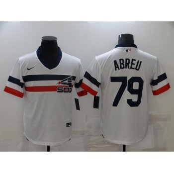 Men's Chicago White Sox #79 Jose Abreu White Throwback Cool Base Nike Jersey