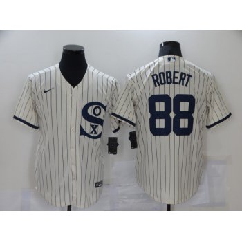 Men's Chicago White Sox #88 Luis Robert 2021 Cream Navy Field of Dreams Name Flex Base Stitched Jersey