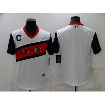 Men's Cleveland Indians Blank White 2021 Little League Classic Stitched Nike Jersey