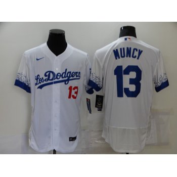 Men's Los Angeles Dodgers #13 Max Muncy White 2021 City Connect Flex Base Stitched Jersey