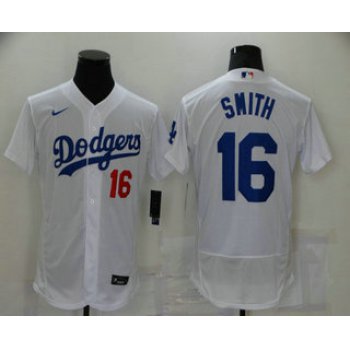 Men's Los Angeles Dodgers #16 Will Smith White Stitched MLB Flex Base Nike Jersey