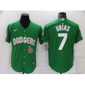 Men's Los Angeles Dodgers #7 Julio Urias Green 2021 Mexican Heritage Stitched Baseball Jersey