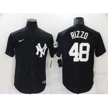 Men's New York Yankees #48 Anthony Rizzo Black Stitched MLB Nike Cool Base Throwback Jersey