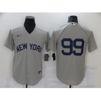 Men's New York Yankees #99 Aaron Judge 2021 Grey Field of Dreams Cool Base Stitched Baseball Jersey