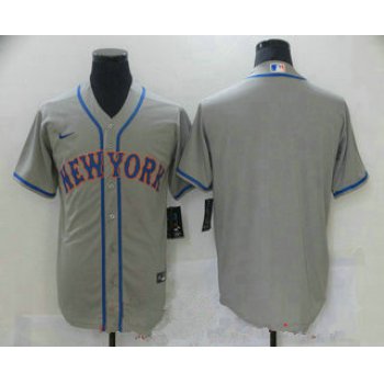 Men's New york mets blank grey road stitched mlb cool base nike jersey