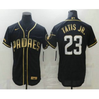 Men's San Diego Padres #23 Fernando Tatis Jr Black 2021 Golden Edition Stitched Flex Base Nike Jersey