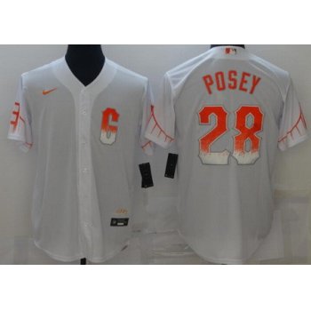 Men's San Francisco Giants #28 Buster Posey White 2021 City Connect Stitched MLB Cool Base Nike Jersey