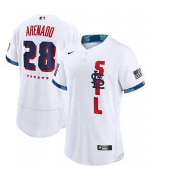 Men's St. Louis Cardinals #28 Nolan Arenado 2021 White All-Star Flex Base Stitched MLB Jersey