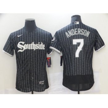 Men Chicago White Sox 7 Anderson Black City Edition Nike Elite 2021 MLB Jerseys