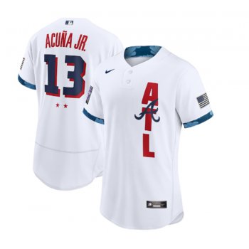 Men's Atlanta Braves #13 Ronald Acuña Jr. 2021 White All-Star Flex Base Stitched MLB Jersey