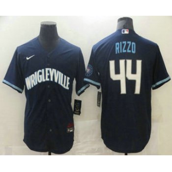 Men's Chicago Cubs #44 Anthony Rizzo Navy Blue 2021 City Connect Stitched MLB Cool Base Nike Jersey