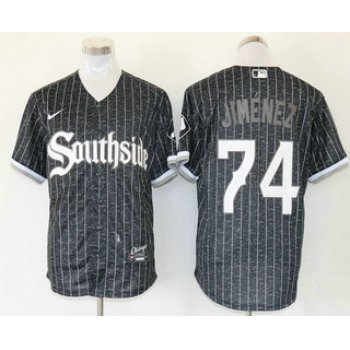 Men's Chicago White Sox #74 Eloy Jimenez Black 2021 City Connect Stitched MLB Cool Base Nike Jersey