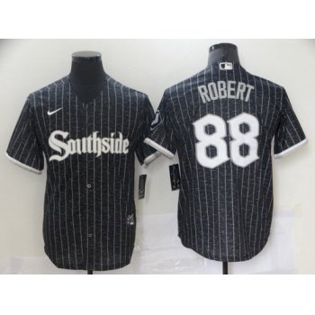 Men's Chicago White Sox #88 Luis Robert Black 2021 City Connect Stitched MLB Cool Base Nike Jersey