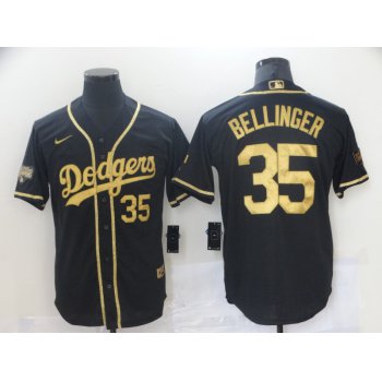 Men's Los Angeles Dodgers #35 Cody Bellinger Black Gold Stitched MLB Cool Base Nike Jersey