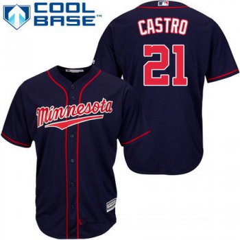 Men's Minnesota Twins #21 Jason Castro Navy Blue Alternate Stitched MLB Majestic Cool Base Jersey