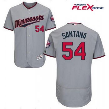 Men's Minnesota Twins #54 Ervin Santana Gray Road Stitched MLB Majestic Flex Base Jersey