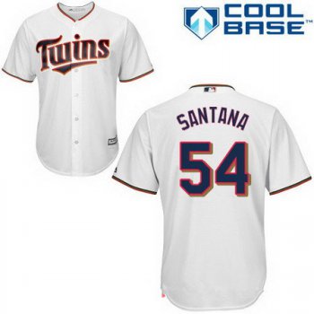 Men's Minnesota Twins #54 Ervin Santana White Home Stitched MLB Majestic Cool Base Jersey