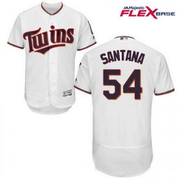 Men's Minnesota Twins #54 Ervin Santana White Home Stitched MLB Majestic Flex Base Jersey