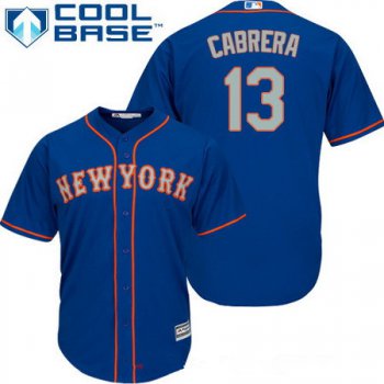 Men's New York Mets #13 Asdrubal Cabrera Royal Blue With Gray Stitched MLB Majestic Cool Base Jersey