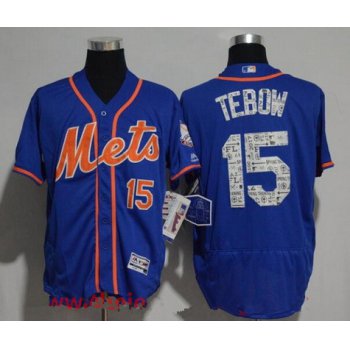 Men's New York Mets #15 Tim Tebow Royal Blue 2017 Spring Training Stitched MLB Majestic Flex Base Jersey