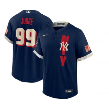 Men's New York Yankees #99 Aaron Judge 2021 Navy All-Star Cool Base Stitched MLB Jersey