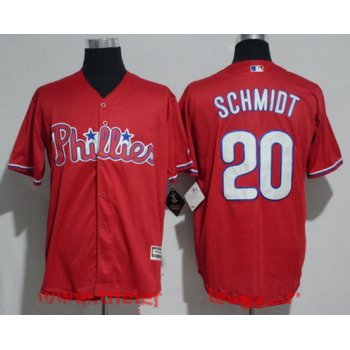 Men's Philadelphia Phillies #20 Mike Schmidt Retried Red Stitched MLB Majestic Cool Base Jersey