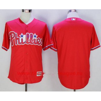 Men's Philadelphia Phillies Blank Red Alternate Stitched MLB Majestic Flex Base Jersey