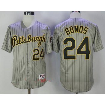 Men's Pittsburgh Pirates #24 Barry Bonds Gray 1997 Throwback Turn Back The Clock MLB Majestic Collection Jersey