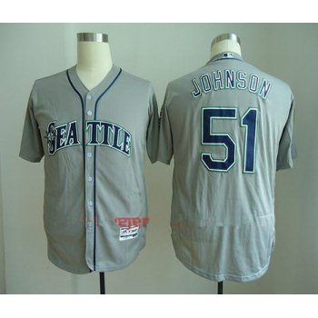 Men's Seattle Mariners #51 Randy Johnson Retired Gray Road Stitched MLB Majestic Flex Base Jersey