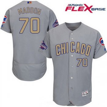 Men's Chicago Cubs #70 Joe Maddon Gray World Series Champions Gold Stitched MLB Majestic 2017 Flex Base Jersey