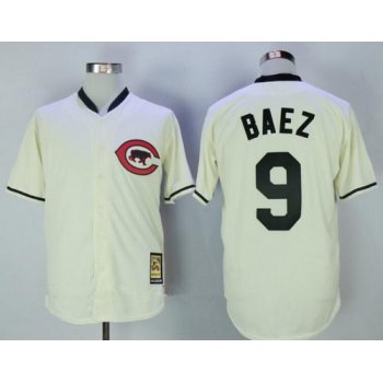 Men's Chicago Cubs #9 Javier Baez Cream Turn Back the Clock Stitched MLB Majestic Cooperstown Collection Jersey